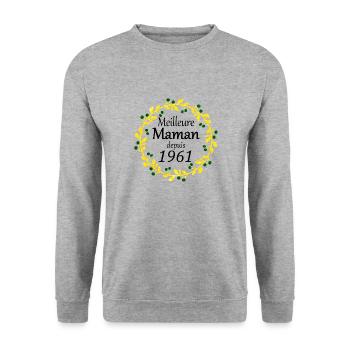Meilleure Maman depuis 1961 - Sweat-shirt Unisexe - gris chiné - Devant - Alina (178cm) & Michal (187cm)