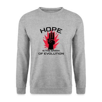Hope is the Spark of Evolution - Unisex Sweatshirt - salt & pepper - Front - Alina (178cm) & Michal (187cm)