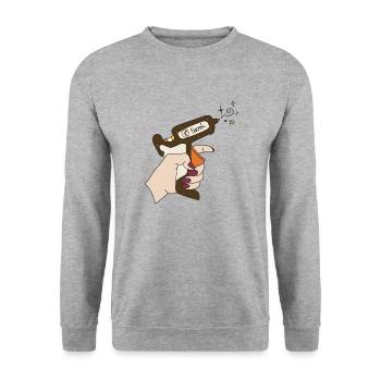 KEEP CALM Pistolet à colle Rouge - Sweat-shirt Unisexe - gris chiné - Devant - Alina (178cm) & Michal (187cm)