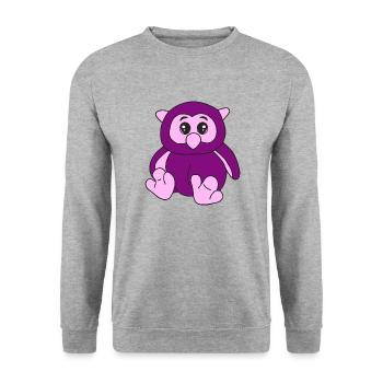 Süße lila Eule - Unisex Pullover - Weißgrau meliert - Vorne - Alina (178cm) & Michal (187cm)