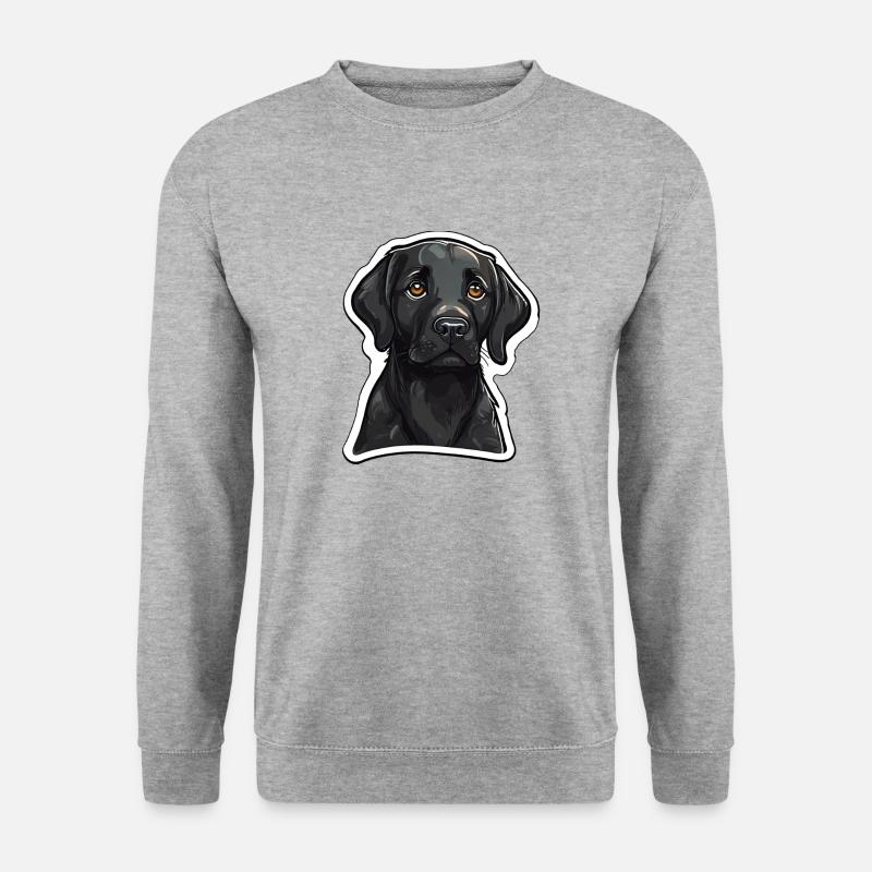 Labrador Retriever Familienhund schwarzer Hund - Unisex Pullover - Weißgrau meliert