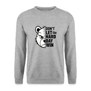 Lass nicht zu, dass der harte Tag gewinnt - Unisex Pullover - Weißgrau meliert - Vorne - Alina (178cm) & Michal (187cm)