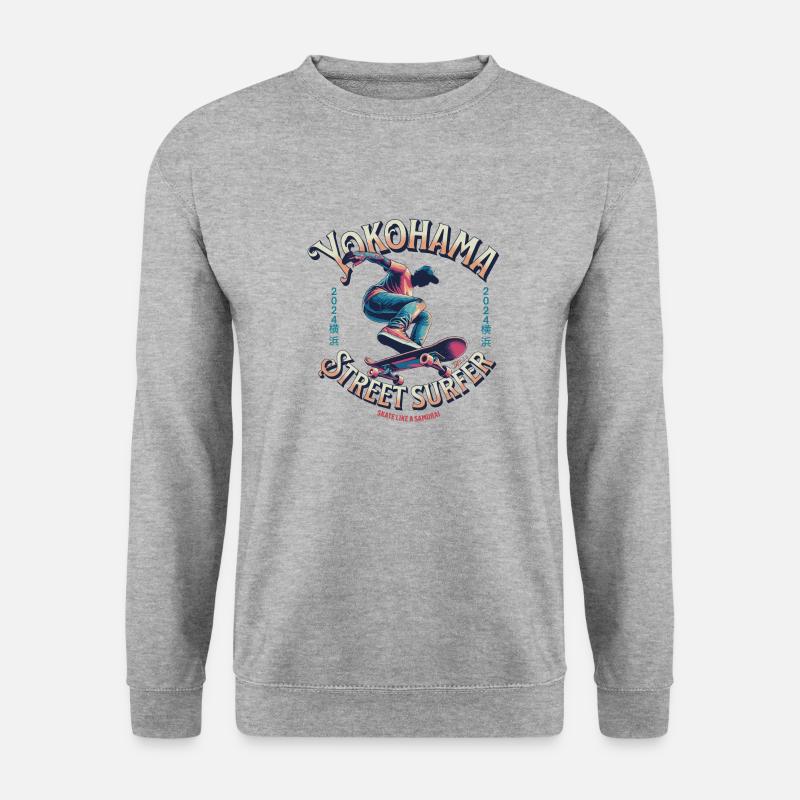 Yokohama Street Surfer - Skate like a Samurai - Unisex Sweatshirt - salt & pepper