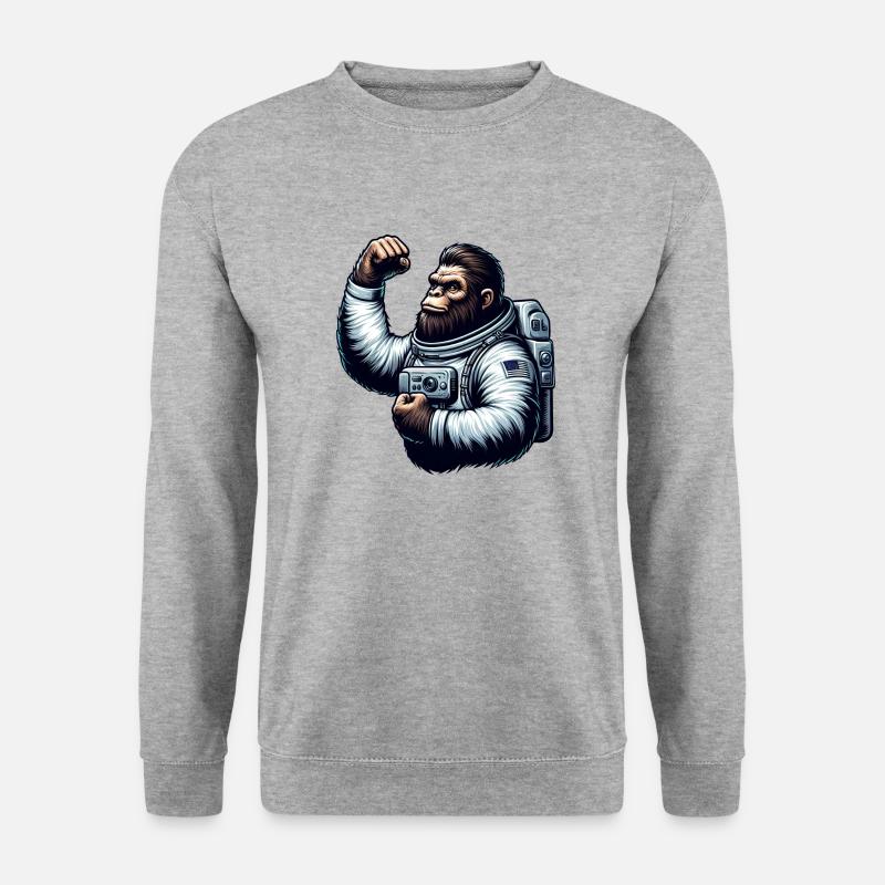 Astronaut Affe Schimpanse Gorilla - Unisex Pullover - Weißgrau meliert