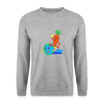 Erde - Unisex Pullover - Weißgrau meliert - Vorne - Alina (178cm) & Michal (187cm)