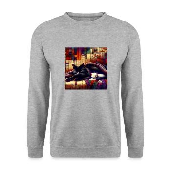Cat Knitted Throw Comfort - Unisex Sweatshirt - salt & pepper - Front - Alina (178cm) & Michal (187cm)