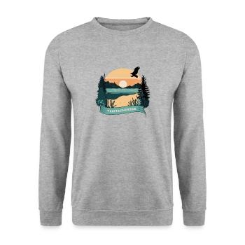 Sunset Tristachersee East Tyrol - Unisex Sweatshirt - salt & pepper - Front - Alina (178cm) & Michal (187cm)