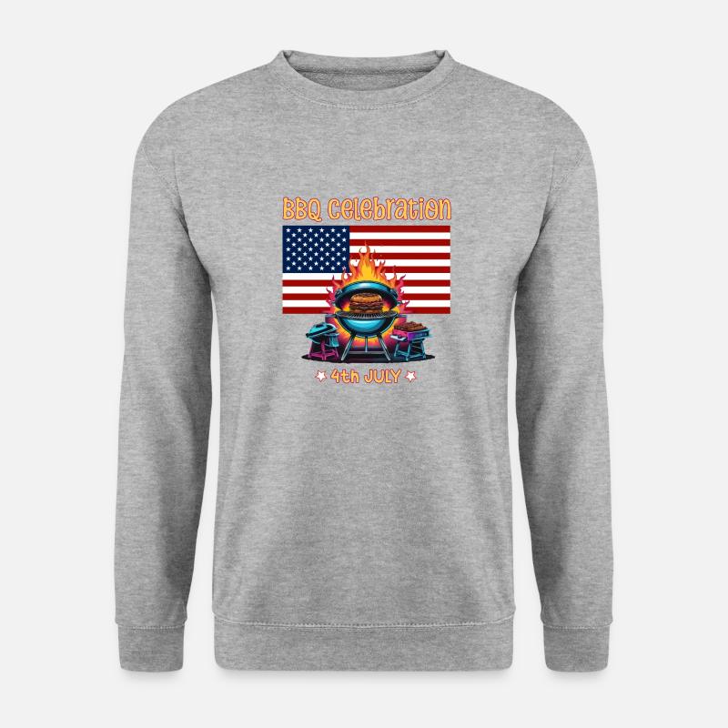 BBQ-Grill-Feier am 4. Juli - Unisex Pullover - Weißgrau meliert