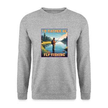 Je préfère pêcher à la mouche - Sweat-shirt Unisexe - gris chiné - Devant - Alina (178cm) & Michal (187cm)