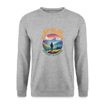 Explore The Great Outdoors Movement is Freedom - Unisex Sweatshirt - salt & pepper - Front - Alina (178cm) & Michal (187cm)