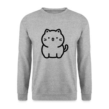 Katze - Unisex Pullover - Weißgrau meliert - Vorne - Alina (178cm) & Michal (187cm)