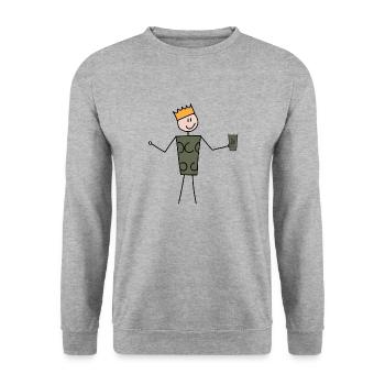 Grüner Schobbtimist mit Krone - Unisex Pullover - Weißgrau meliert - Vorne - Alina (178cm) & Michal (187cm)