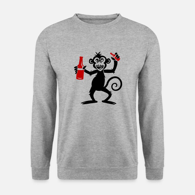 Affe Party Bier - Unisex Pullover - Weißgrau meliert