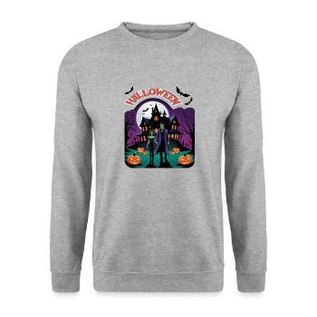 Halloween - Unisex Pullover - Weißgrau meliert - Vorne - Alina (178cm) & Michal (187cm)