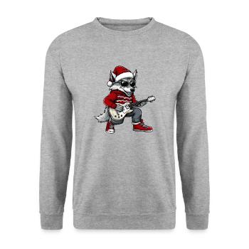 Wolf Christmas Guitar - Unisex Sweatshirt - salt & pepper - Front - Alina (178cm) & Michal (187cm)
