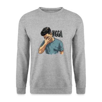 Facepalm Digga - Unisex Sweatshirt - salt & pepper - Front - Alina (178cm) & Michal (187cm)