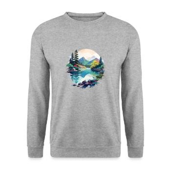 Serene Landscape Calm Tranquil Nature Outdoors - Unisex Sweatshirt - salt & pepper - Front - Alina (178cm) & Michal (187cm)