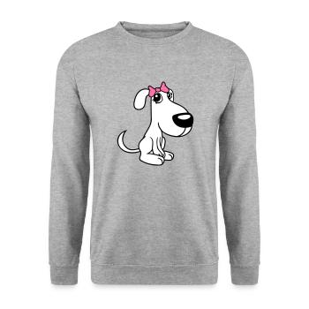 chien assis petit jolie dame arc femelle - Sweat-shirt Unisexe - gris chiné - Devant - Alina (178cm) & Michal (187cm)
