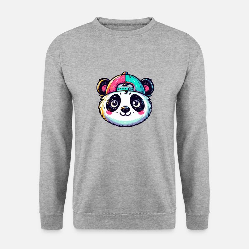 Little Panda Head with Cap - Unisex Sweatshirt - salt & pepper