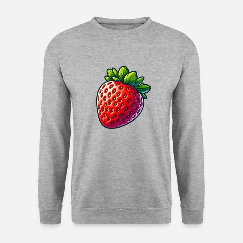 Gourmet-Erdbeere - Unisex Pullover - Weißgrau meliert