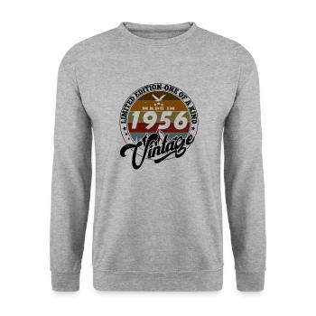 Vintage élégant : 1956 Cadeau rétro 1956 2025 - Sweat-shirt Unisexe - gris chiné - Devant - Alina (178cm) & Michal (187cm)
