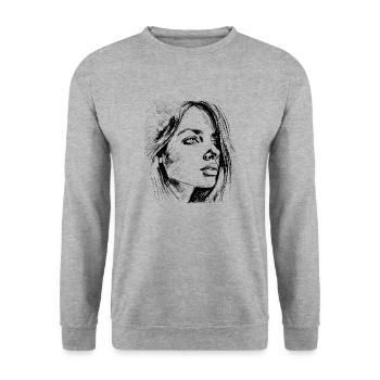 Blick in die Zukunft - Unisex Pullover - Weißgrau meliert - Vorne - Alina (178cm) & Michal (187cm)