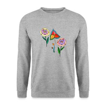 Fleur - Sweat-shirt Unisexe - gris chiné - Devant - Alina (178cm) & Michal (187cm)