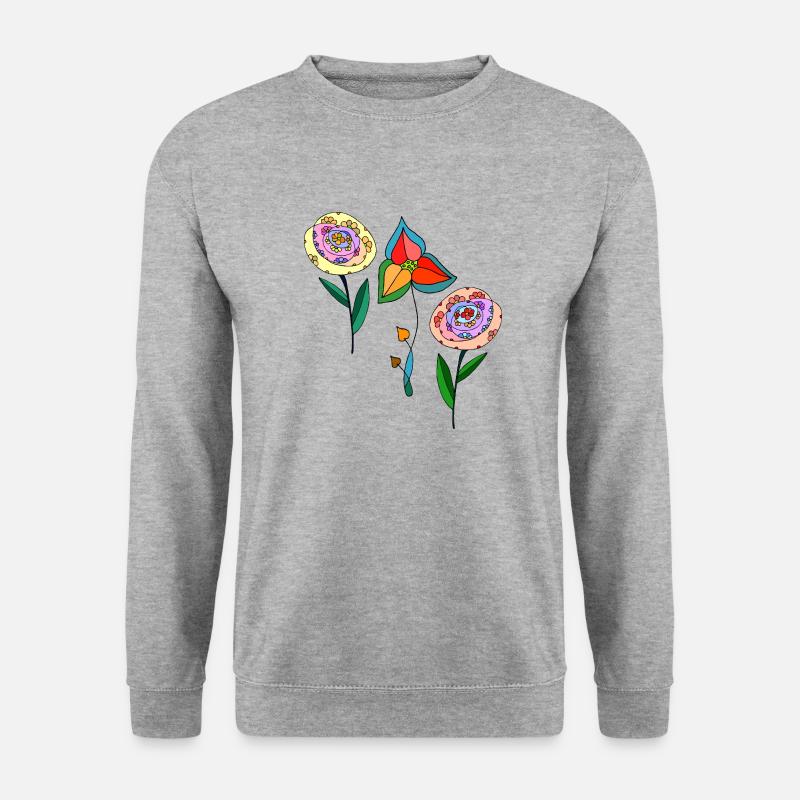 Blumen - Unisex Pullover - Weißgrau meliert