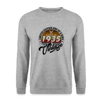 Vintage élégant : 1935 Cadeau rétro 1935 2025 - Sweat-shirt Unisexe - gris chiné - Devant - Alina (178cm) & Michal (187cm)