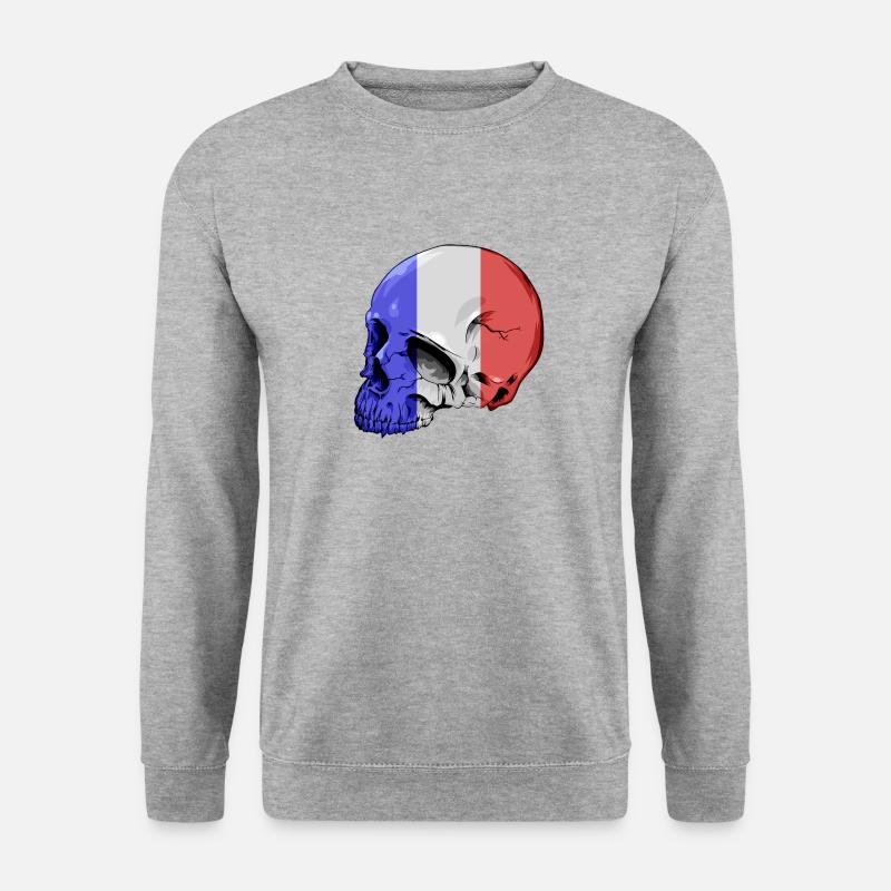 french Schädel - Unisex Pullover - Weißgrau meliert