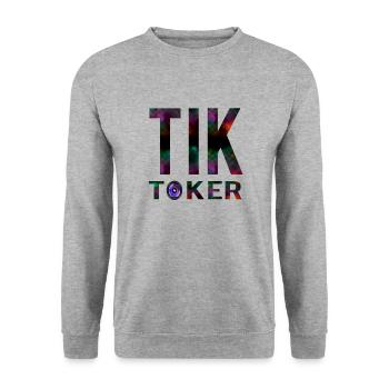 TIK TOK TIK TOKER - Unisex Pullover - Weißgrau meliert - Vorne - Alina (178cm) & Michal (187cm)