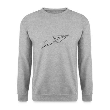 Avion en papier - Sweat-shirt Unisexe - gris chiné - Devant - Alina (178cm) & Michal (187cm)