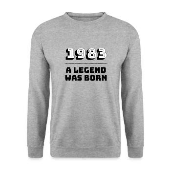 1983 Une légende est née - Cadeau d'anniversaire de l'année de naissance - Sweat-shirt Unisexe - gris chiné - Devant - Alina (178cm) & Michal (187cm)