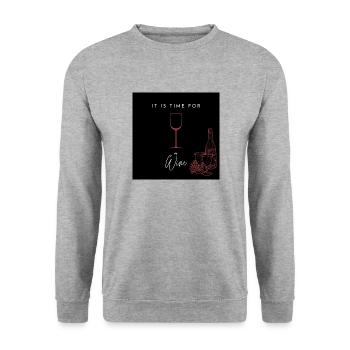 Time for Wine! - Unisex Pullover - Weißgrau meliert - Vorne - Alina (178cm) & Michal (187cm)