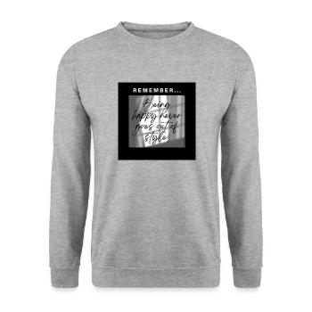 Being happy never goes out of style - Sweat-shirt Unisexe - gris chiné - Devant - Alina (178cm) & Michal (187cm)
