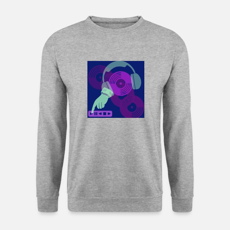 urban-relax Hand am Playbutton - Unisex Pullover - Weißgrau meliert