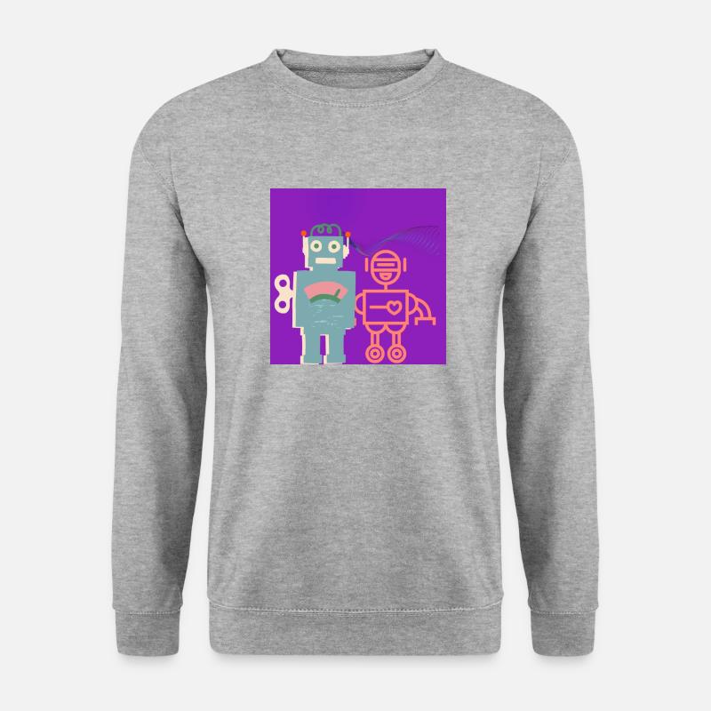 urban-relax Robot love - Unisex Pullover - Weißgrau meliert