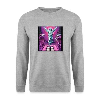 The Saint - Unisex Sweatshirt - salt & pepper - Front - Alina (178cm) & Michal (187cm)