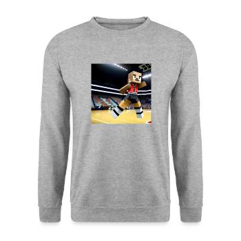 “His Airness" im Pixel-Land! Basketball shirt - Unisex Pullover - Weißgrau meliert - Vorne - Alina (178cm) & Michal (187cm)