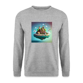 Cartoon Island-1 - Unisex Pullover - Weißgrau meliert - Vorne - Alina (178cm) & Michal (187cm)