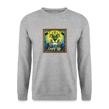 Lion - Unisex Pullover - Weißgrau meliert - Vorne - Alina (178cm) & Michal (187cm)
