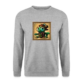 Froggy - Unisex Pullover - Weißgrau meliert - Vorne - Alina (178cm) & Michal (187cm)