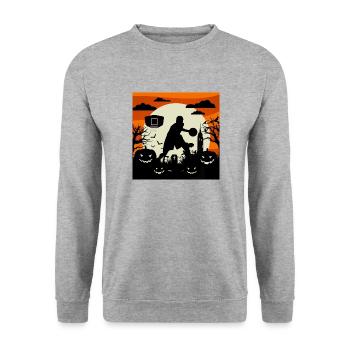 Holiday edition – Spooky Halloween Basketball - Unisex Sweatshirt - salt & pepper - Front - Alina (178cm) & Michal (187cm)