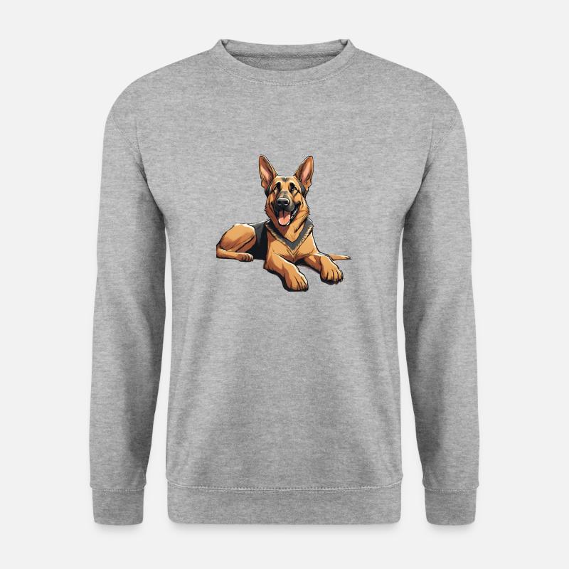 Der glückliche Schäferhund Max - Unisex Pullover - Weißgrau meliert