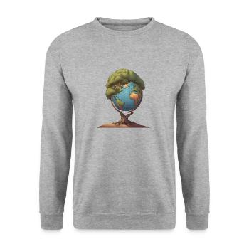 Der tragende Baum - Unsere Welt (Umweltschutz) - Unisex Pullover - Weißgrau meliert - Vorne - Alina (178cm) & Michal (187cm)