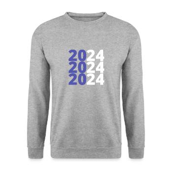 2024 - Bleu - Sweat-shirt Unisexe - gris chiné - Devant - Alina (178cm) & Michal (187cm)