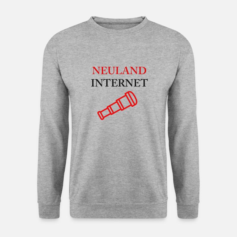 NEULAND INTERNET - Unisex Pullover - Weißgrau meliert