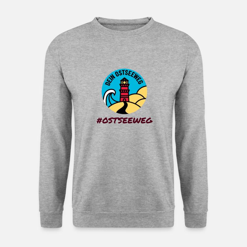 Ostseeweg! Wandern an der Ostsee! - Unisex Pullover - Weißgrau meliert