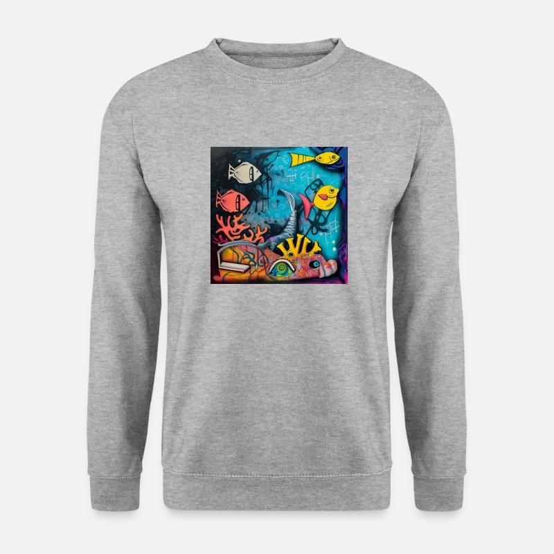 Fisch - Unisex Pullover - Weißgrau meliert