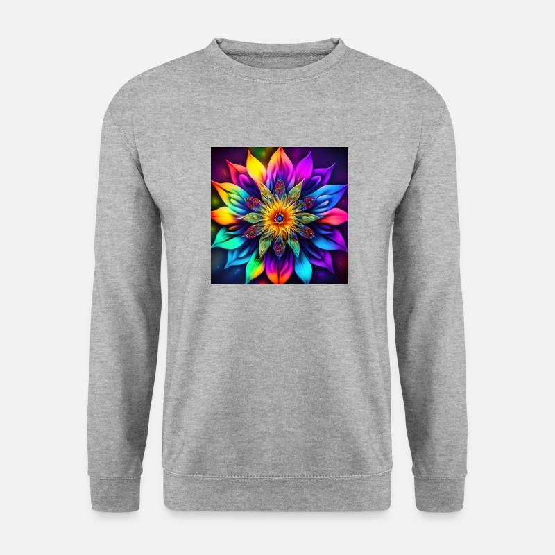 Blume - Unisex Pullover - Weißgrau meliert